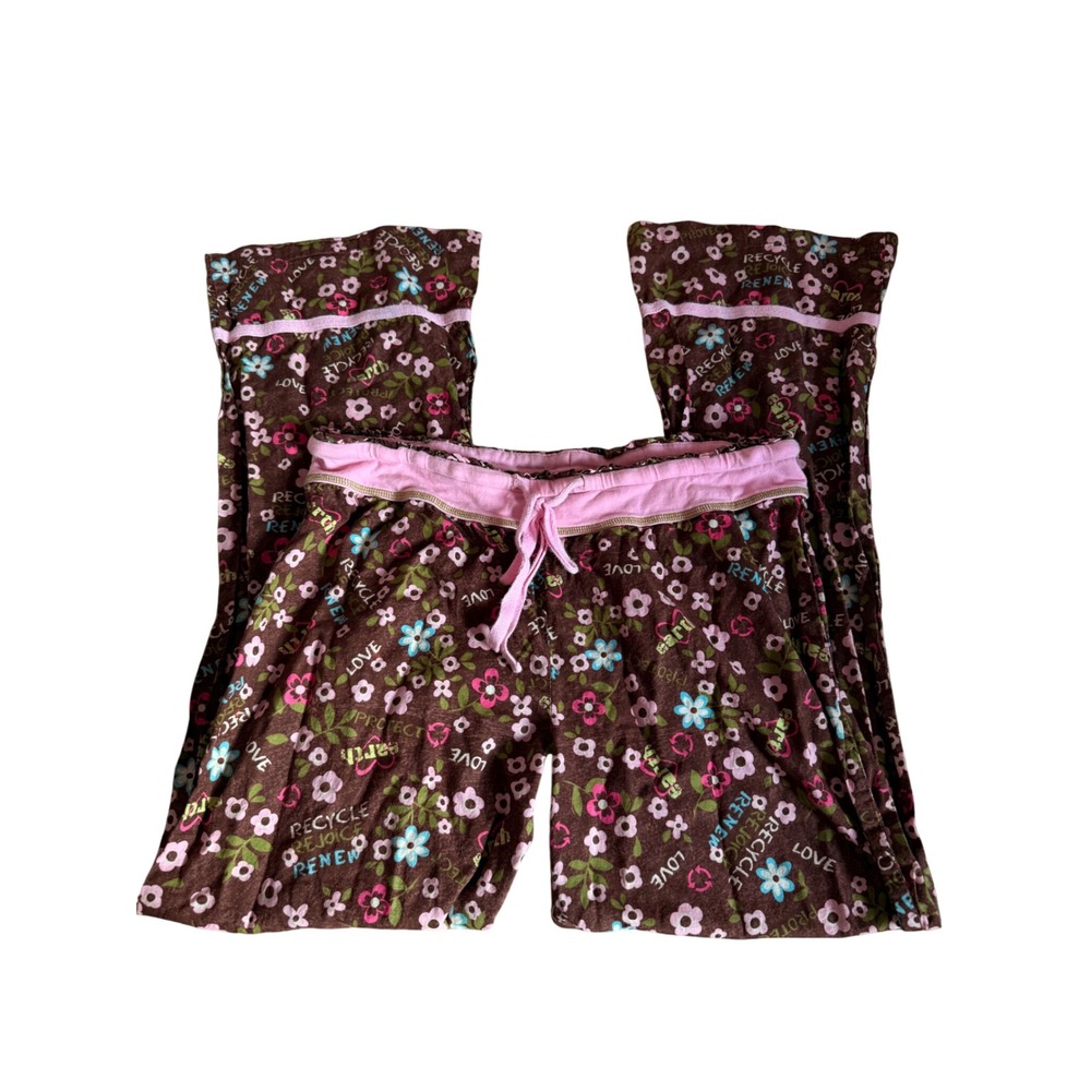 Y2K 2000s style Jenni by Jennifer Moore Brown Floral Recycle Earth Pajama Pants